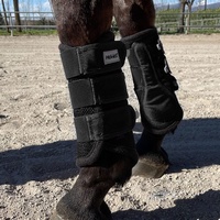 Horses 4-teiliges Set aus Netzstiefeln in Schwarz mit vollständigem Reitschutz für Pferde, weich und strapazierfähig, maximaler Schutz vor Verletzungen und Spänen