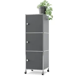 Tchibo - Rollcontainer Metall »Cn3« mit 3 Türen - 40x40x127cm - chrom - Stahl / Stahl / Aluminium
