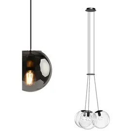 s.luce Cluster 3-flg. Ø 20 cm rund / Rauch / Schwarz / Glas, Metall