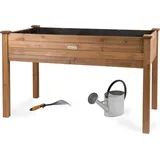 needs&wants® Großes Hochbeet aus Holz für Garten Balkon Terrasse, Pflanzkasten Bausatz XL rechteckig schmal mit Vlies-Folie, Kräuterbeet Pflanzenkasten deko, 125 x 64 x 75 cm, dunkel-braun