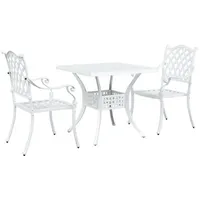vidaXL 3-teiliges Gartenset Bistro aus weißem Gusseisen