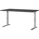 Germania DOWNEY höhenverstellbarer Schreibtisch grafit rechteckig, C-Fuß-Gestell silber 140,0 x 80,0 cm
