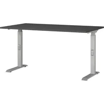 Germania DOWNEY höhenverstellbarer Schreibtisch grafit rechteckig, C-Fuß-Gestell silber 140,0 x 80,0 cm