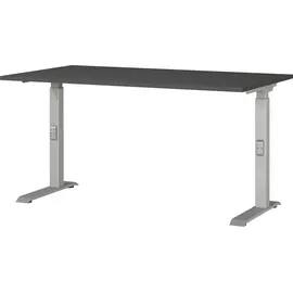 Germania DOWNEY höhenverstellbarer Schreibtisch grafit rechteckig, C-Fuß-Gestell silber 140,0 x 80,0 cm