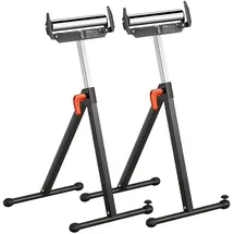 Vevor 2er-Set Rollenständer, 113kg Tragkraft, höhenverstellbar 68-109cm, klappbarer Arbeitsbock mit Rollenkopf und Kantenführungen aus poliertem Stahl, für Tischkreissägen-Auslauf, Verlängerungsstütze