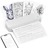 CyberPixel Thermodrucker A4, Bluetooth Wireless Drucker Kompatibel mit IOS, Android, Laptop, Computer, Tintenloser Mobiler Drucker für Büro, Zuhause und Unterwegs, Nur Thermopapie (Weiß)