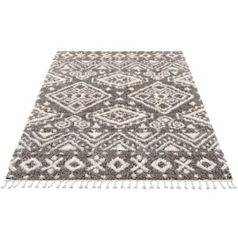 Carpet City Pulpy 541 Fransenteppich 80 x 300 cm Grau