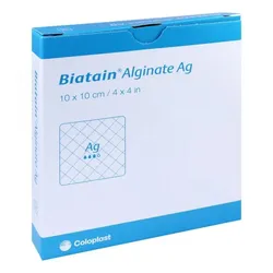 Biatain Alginate Ag Kompressen 10x10 cm mit Silber