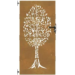 vidaXL Gartentor 85x175 cm Cortenstahl Baum-Design