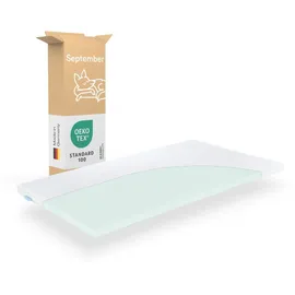 September Topper Komfortschaum mit 6 cm Höhe – Matratzenauflage mittelfester Härtegrad H3 – für Matratzen, Boxspringbetten etc. – Oeko-TEX® Standard 100 zert. – Bezug bei 60°C waschbar