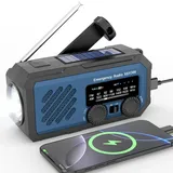 Tragbares Solar-Kurbelradio, 2000mAh, AM/FM, Wetterempfang, LED-Leuchte, Notfall-Powerbank, SOS-Alarm – perfekt für drinnen & Outdoor.