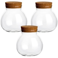 Gouveo 3er Set Vorratsglas 600 ml "Kugel" aus Borosilikatglas