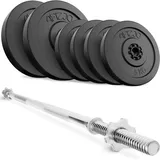 Langhantel Set 40kg Bitumen Gerade Stange 120cm Gewichte Kraftsport 4FIZJO