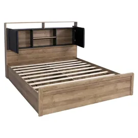 MCW Doppelbett MCW-P43 160 x 200 cm Eiche MDF dunkelgrau
