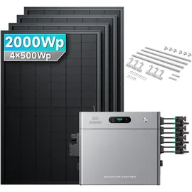 solarmars Balkonkraftwerk monokristallin 2400 W inkl. Zendure SolarFlow 2400 Pro 2,4 kWh