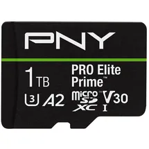 PNY Tarjeta microSDXC 1TB Pro Elite Prime Class 10 U3 V30 A2 + Adaptador SD - Hasta 200MB/s, Class 10, U3, V30, A2, 4K UHD, Full HD, UHS-I