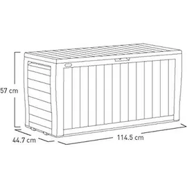 KETER Marvel Plus Aufbewahrungsbox, 270L Fassungsvermögen, wetterfest & langlebig, Sitzgelegenheit für 2 Personen, Grau, ideal für Garten, Terrasse & Balkon