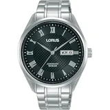 Lorus Herrenuhr Automatikuhr Edelstahl Sichtboden Schwarzes Zifferblatt RL429BX9