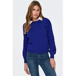 ONLY Rundhalspullover »ONLKATIA LS STRUCTURE PUFF O-NECK CC KNT« ONLY Clematis Blue M (38)