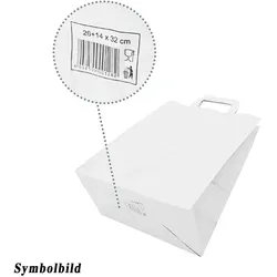 250x GASTRO Papiertragetaschen 22 x 18 x  8 cm mit EAN-Code weiss