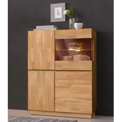 Highboard HOME AFFAIRE "Laima", braun (eiche teilmassiv), Sideboards, Vitrine, Höhe 120 cm, teilmassiv, FSC-zertifiziert