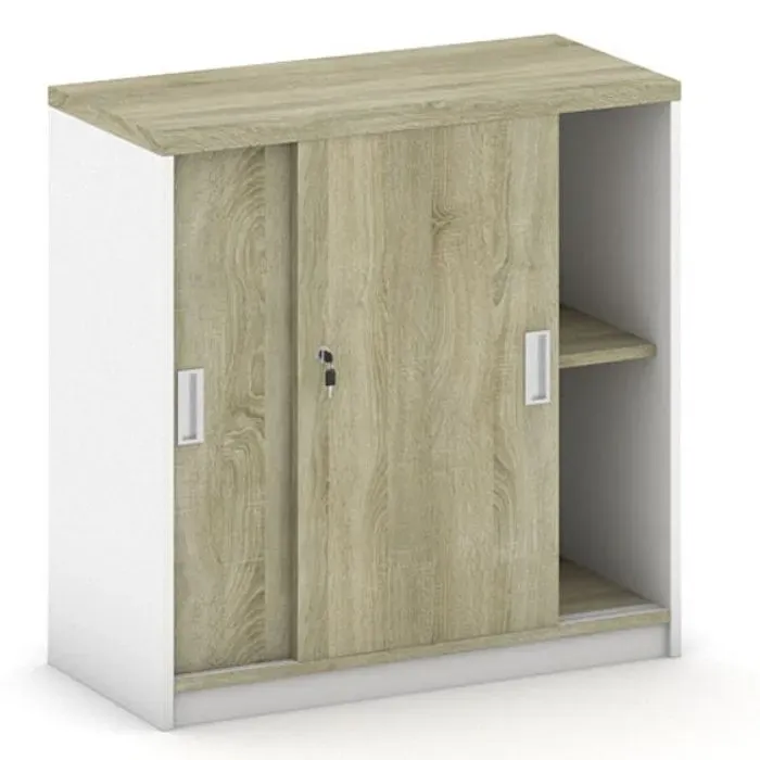 Schiebetürenschrank MIRELLI, 800 x 400 x 800 mm, weiß/Eiche sonoma