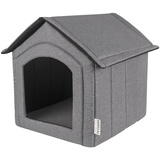 Petsona Hundehöhle Hundehütte Faltbare Mit Herausnehmbarem Dach Hundehaus Hundebett Katzenbett Haustierbett Schlafplatz Größe M, Grau