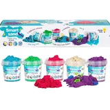 Genio Kids Magic Sand 750g Zaubersand - 5 Farben Bunter Sand Set, 5 Sandknete Zubehör - Spielsand für drinnen, Magischer Knetsand geschenke für Kinder, Mädchen und Jungen