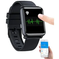 Newgen Medicals Smartwatch: Fitness-Uhr mit Blutdruckanzeige, EKG, Bluetooth, Touchdisplay, IP68 (Smartwatch EKG, Fitnessuhr mit EKG, Senior Handy)
