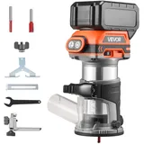 VEVOR Akku-Kantenfräse, Bürstenloser Motor, Kompakte Oberfräse mit Variabler Drehzahl & Fester Basis, 6,35 mm Spannzange, Einhandfräse
 für die Holzbearbeitung, 18V, Li-Ion (Lieferung ohne Akku)