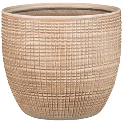 Scheurich Corteza Blumentopf aus Keramik, rund, Canela Beige, 25,5 x 22,1 cm