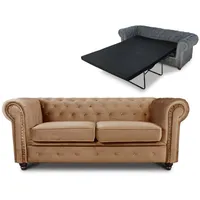 Sofnet Schlafsofa Asti 2 Bis, mit Schlaffunktion, Chesterfield Sofa 2-er, Sofagarnitur, Bettsofa beige