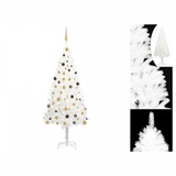 vidaXL Künstlicher Weihnachtsbaum mit LEDs & Kugeln Weiß 210 cm