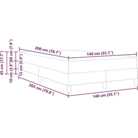 vidaXL Boxspringbett mit Matratze Dunkelgrau 140 x 200 cm Stoff