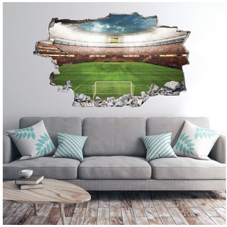 GRAVURZEILE Wandtattoo im Fußball Stadion Design - 3D Effekt - Wandsticker - bunt