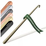 JK Trade Schuhlöffel 52cm Edelstahl Vintage poliert (1-tlg., lang & stabil), Metall Schuhanzieher lang zum Stehen, Aufhängbar, 2mm Extra Stabil braun
