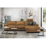 KAWOLA Sofa LOLA Ecksofa XL Stoff cognac mit motorischer Relaxfunktion Recamiere rechts - Braun