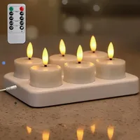 KBIBCK 6er Led Teelichter mit Fernbedienung und Timer, LED Teelichter Wiederaufladbar, Wohnzimmer Halloween Weihnachten für Hochzeit Party Deko
