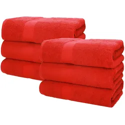 Betz 6 Stück Saunatücher Saunatuch Saunahandtuch Set Premium 100% Baumwolle Frottier XXL Badetuch Strandtuch Größe 70x200 cm Farbe rot