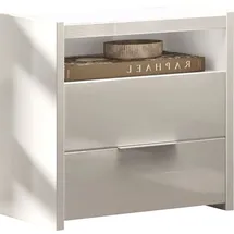 INOSIGN »Malmo, Nachtschrank 2er Set, B/T/H 52/40/58 cm, mit 2 Schubkästen,« Set, 2 Nachtkommoden, offene Ablage, Top 22 mm stark, Metallgriff, Weiss Hochglanz lack), weiß
