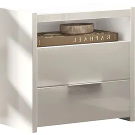 INOSIGN »Malmo, Nachtschrank 2er Set, B/T/H 52/40/58 cm, mit 2 Schubkästen,« Set, 2 Nachtkommoden, offene Ablage, Top 22 mm stark, Metallgriff, Weiss Hochglanz lack), weiß