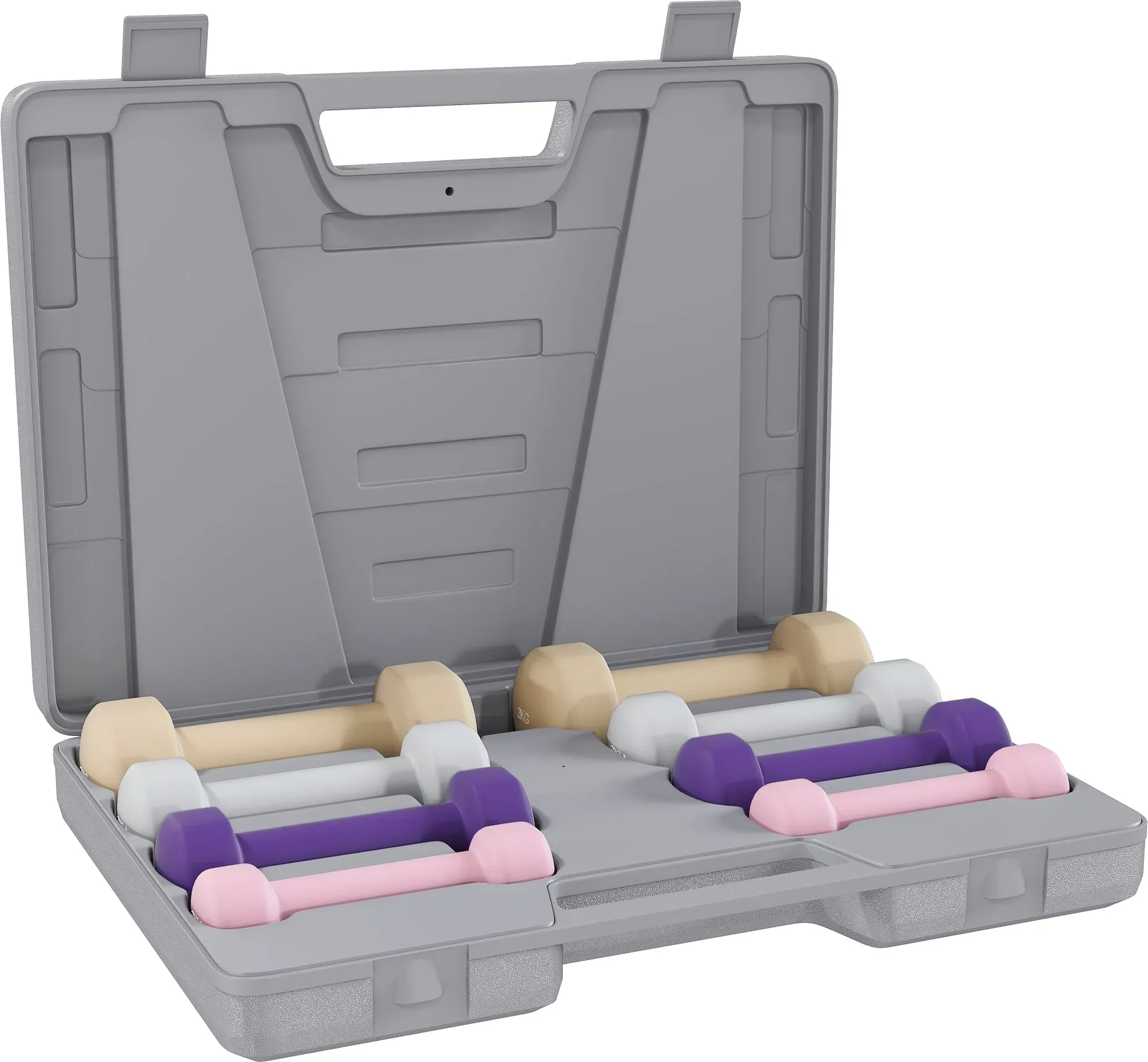 HOMCOM Hantelset 4 Paar 0,5kg-10kg Hanteln mit Koffer, Hantel-Set aus Gusseisen, Hexagon Hanteln Set, Kurzhanteln für Männer Frauen, Dumbbell für Fitnessstudio, Krafttraining   Aosom