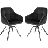 WOLTU Esszimmerstühle 2er Set drehbar Polsterstühle Küchenstühle Samt Schwarz