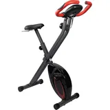 Fjoerdesports Heimtrainer Faltbarer Heimtrainer mit LCD Display Hometrainer Fitnessfahrrad (Maximales Benutzergewicht 110 Kg inkl. verstellbaren Sitz, klappbarer Hometrainer, inklusive Pulsmessung, maximales Benutzergerwicht 110 kg, Fitness Bike, Seniorentrainer, Bewegungstrainer, Trimmrad, höhenverstellbar, stabile Standfüße, bodenschonend, 8 Widerstandsstufen, Handpulssensoren, Riemenantrieb), Hometrainer, Fitnessfahrrad LCD Trainingscomputer rot|schwarz