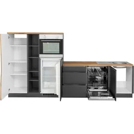kochstation Winkelküche L-Form 380 cm grau