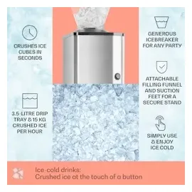 oneConcept Icebreaker Ice Crusher 15kg/h 3,5Liter Eisbehälter Silber