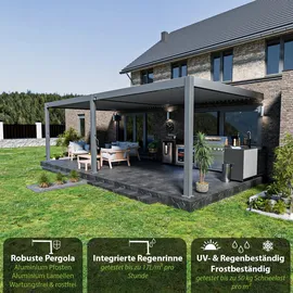 Weide Deluxe Plus  Pergola Voll Aliminium 4 x 8 m anthrazit