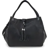 HARPA Schultertasche "UZAY", Damen, Gr. B/H/T: 12,5cm x 33cm x 38,5cm, schwarz, Lederimitat, unifarben, Taschen Schultertasche, mit dekorativer Troddel
