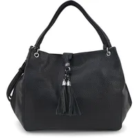HARPA Schultertasche "UZAY", Damen, Gr. B/H/T: 12,5cm x 33cm x 38,5cm, schwarz, Lederimitat, unifarben, Taschen Schultertasche, mit dekorativer Troddel