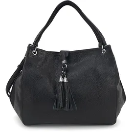 HARPA Schultertasche "UZAY", Damen, Gr. B/H/T: 12,5cm x 33cm x 38,5cm, schwarz, Lederimitat, unifarben, Taschen Schultertasche, mit dekorativer Troddel